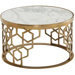 Couchtisch `Marble`, luxuriöser Marmor-Metalltisch, stilvolles Wohnzimmer-Design. 60x60x36 cm | Kadima Design