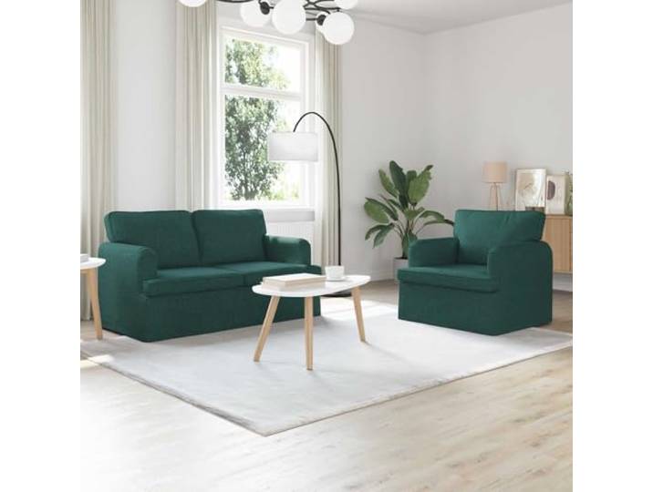 Sofa Set 2 stk. Dunkelgrün Stoff Ecksofa mit Metallrahmen für Wohnzimmer Modular, langlebig, atmungsaktiv, Holzwerkstoff-Armlehnen, leichte Beine, ergonomisch, komfortabel, vielseitig, modern