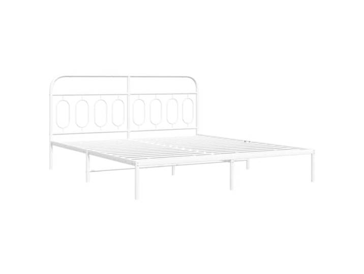KTHLBRH Bettgestell aus weißem Stahl, 183 x 213 cm Mit Kopfteil, Stauraum unten, Lattenrost inklusive, für Schlafzimmer