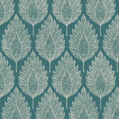 Graham & Brown Flame Leaf Teal Wallpaper