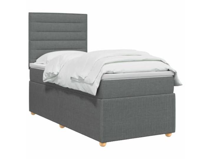 vidaXL LED Boxspringbett mit Matratze Dunkelgrau 100 x 200 cm Stoff LED-Beleuchtung für modernen Charme, Verstellhöhe des Kopfteil, Taschenfederkernmatratze für Anpassung