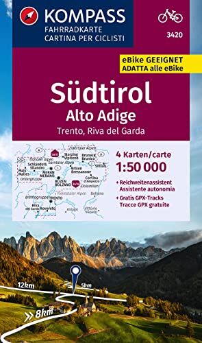 KOMPASS-Karten GmbH - KOMPASS Fahrradkarte 3420 Südtirol - Alto Adige, Trento / Riva del Garda 1:50000 (4 Karten im Set): Fahrrad- und Mountainbikekarte (KOMPASS-Fahrradkarten International, Band 3420) - Preis vom 11.10.2026 03:10:56 h