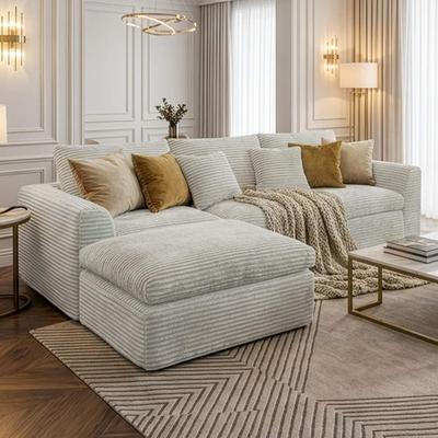 Direct Wicker 108-inch High-resilience Boneless Sponge Sofa with Ottoman