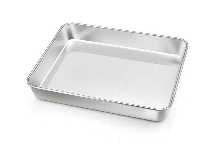 Backblech aus Edelstahl, rechteckig, zum Backen und Braten, Silberfarben, Metall, 18x5x23.8 cm, Backen & Backzubehör, Backformen, Backbleche