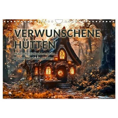 Verwunschene Hütten Kalender – Magische Waldhütten & Hexenhäuser im Zauberwald (Wandkalender 2027 DIN A4 quer), CALVENDO Monatskalender