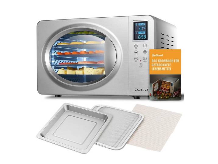 Bolkani Dörrautomat DSC-06B 500 W, 6 Etagen, Dörrgerät mit 6 Tabletts, 20-90°C, Timer 24 Std.