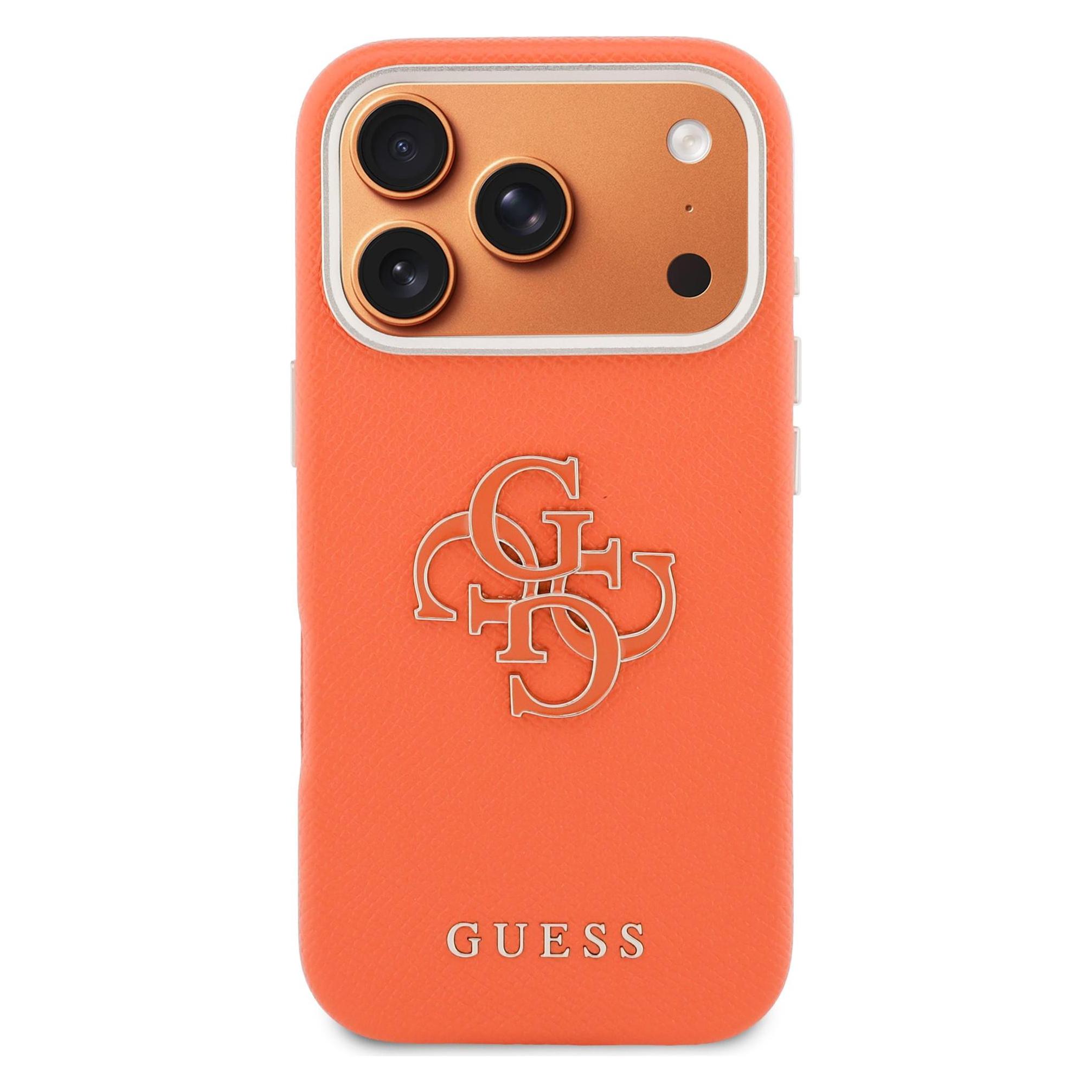 Guess - Hardcase Resin Logo (GUHCP17L5PS4RGGO) - iPhone 17 Pro - Orange (Apple iPhone 17 Pro) (GUHCP17L5PS4RGGO)