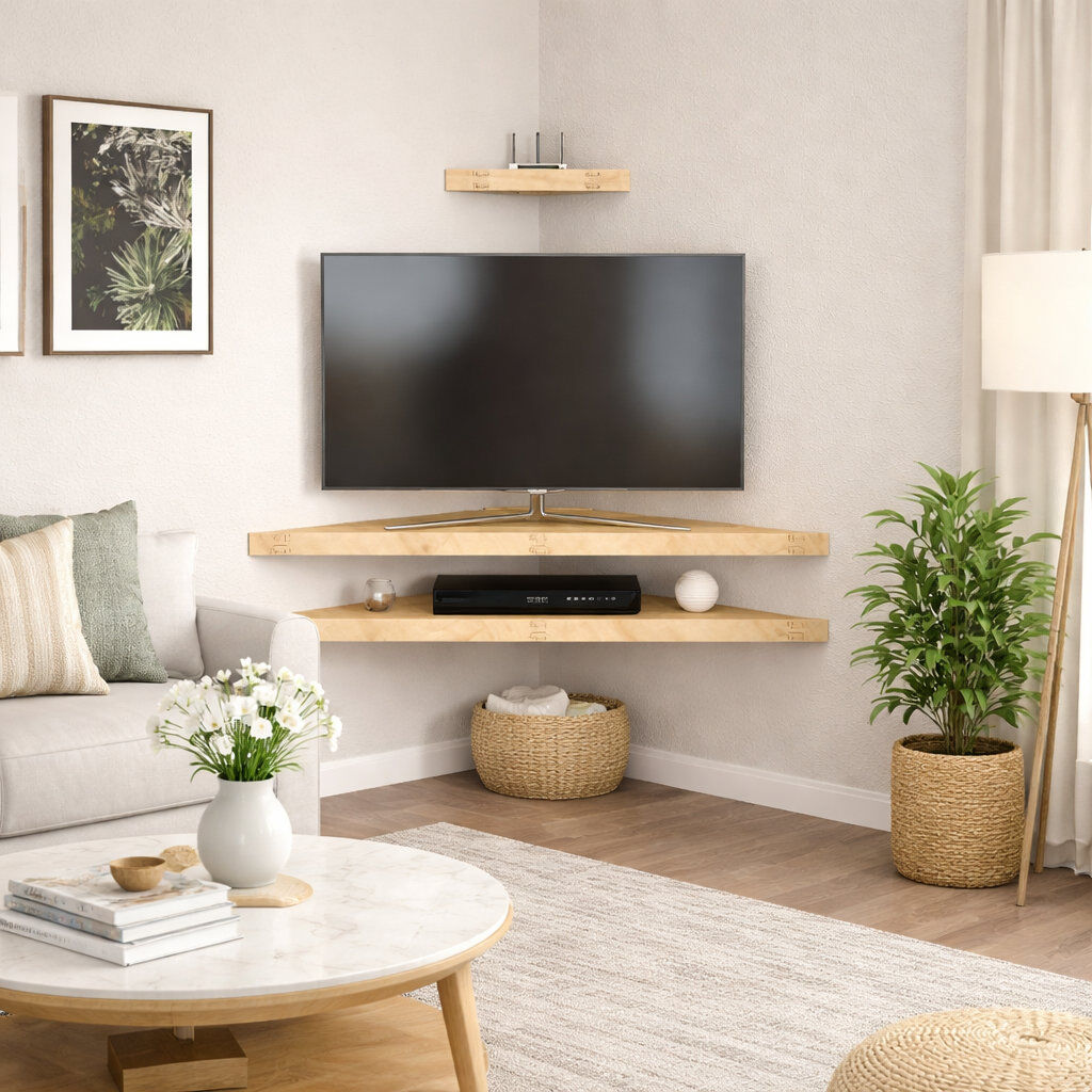Alpen Home Mensi Screwless Designed TV Stand for TVs up to 55" Unfinished 55"