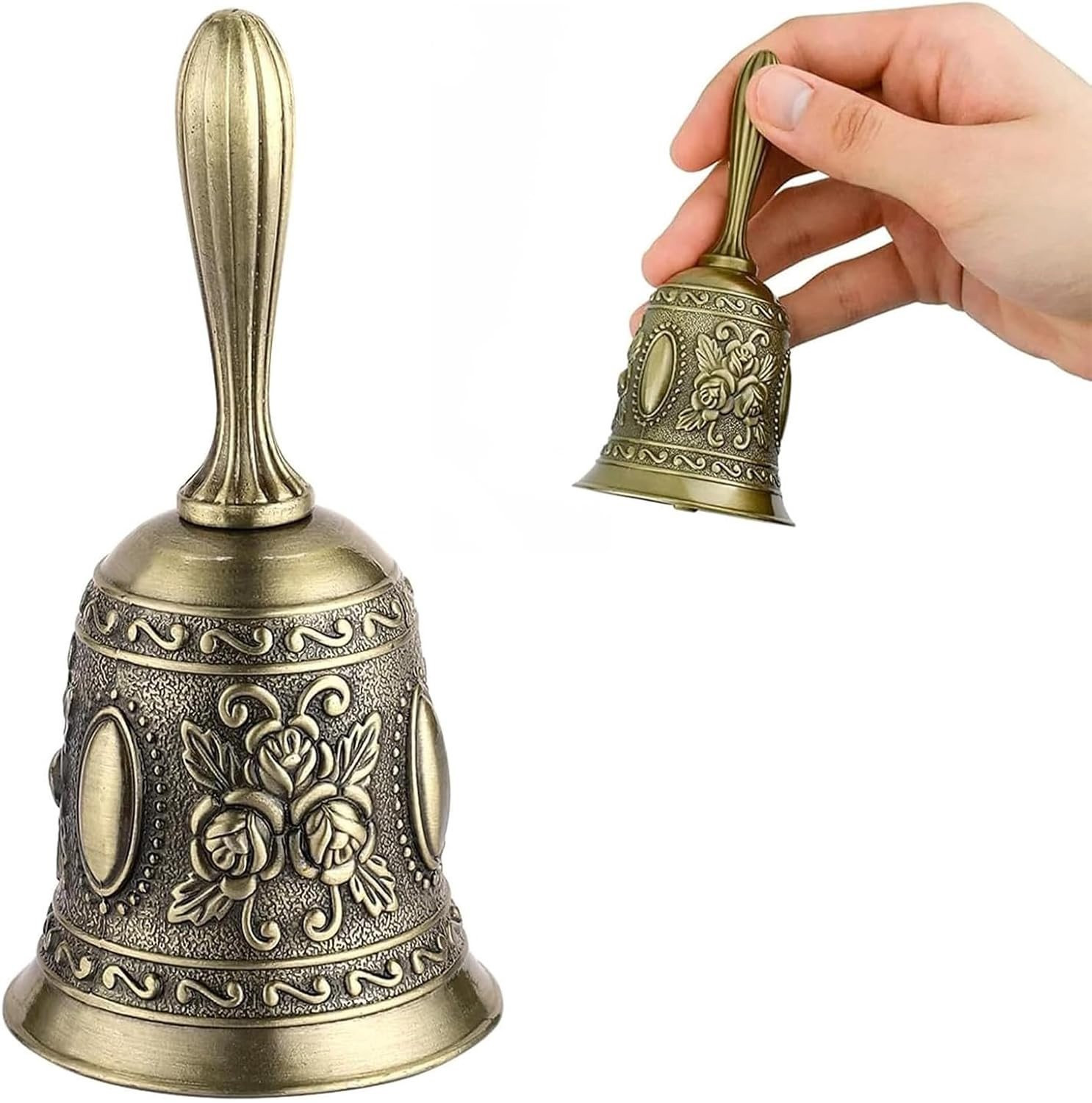 Retro Handbel van Zinklegering in Bronzen Kleur