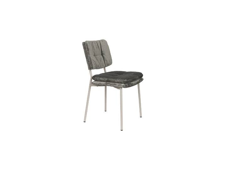 Chaise de salle à manger en velours gris Franck