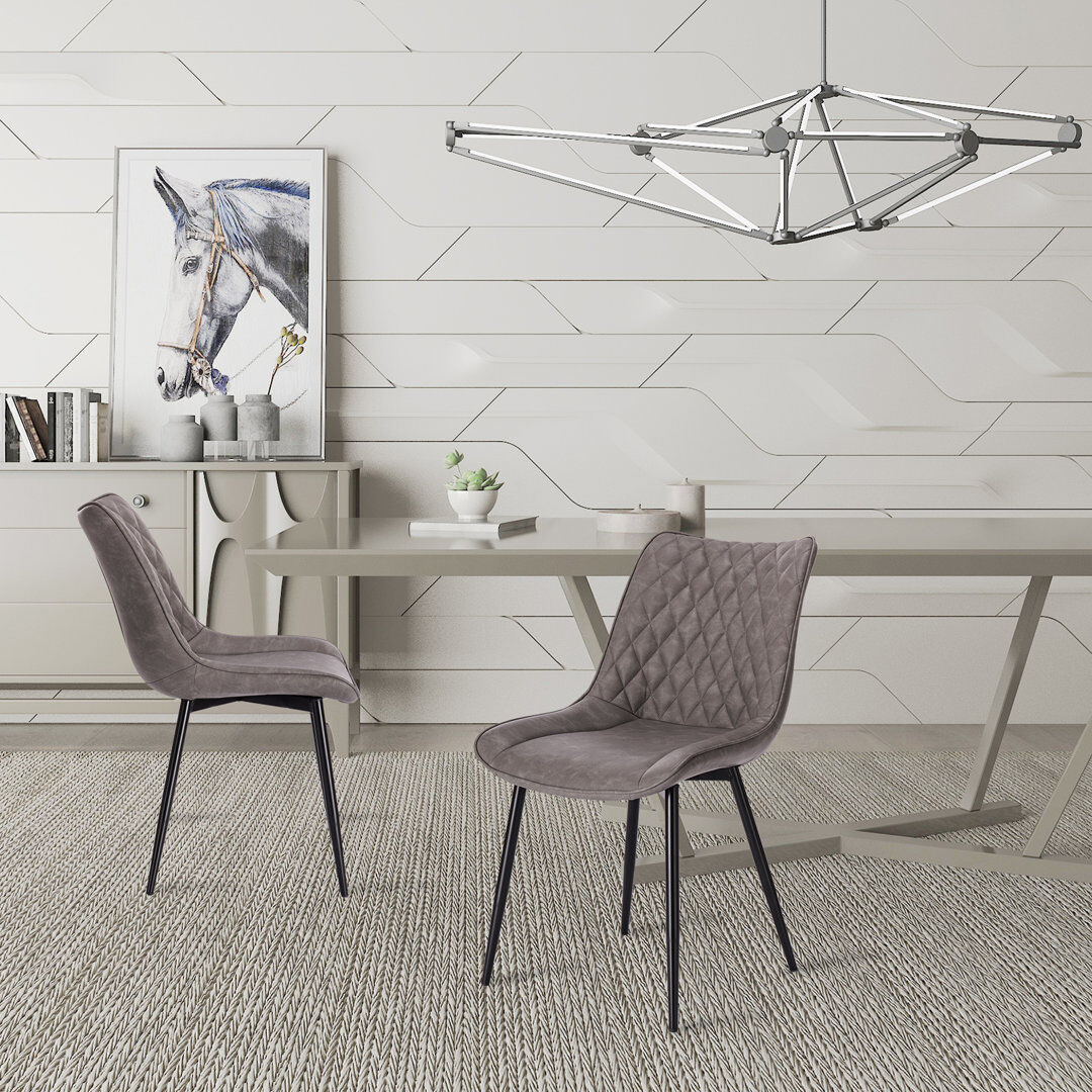 Corrigan Studio Alhambra 46.5 cm H Faux Leather Side Chair Dark Grey 85.5cm H X 46cm W X 40.5cm D