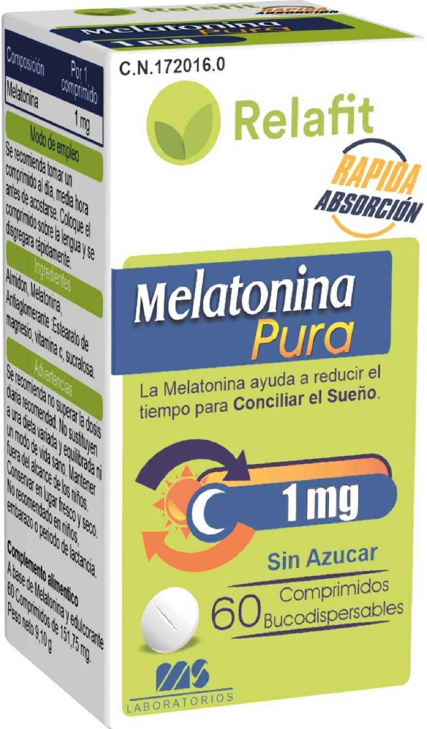 Relafit Melatonina Pura 1 mg 60 comp