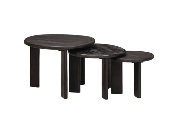 KMVXCVNM 3er Set Nesting Couchtische Weiß Massivholz Mango Rund Platzsparend ineinanderschiebbar: 3 runde Beistelltische für Lounge oder Wohnbereich flexibel arrangierbar.