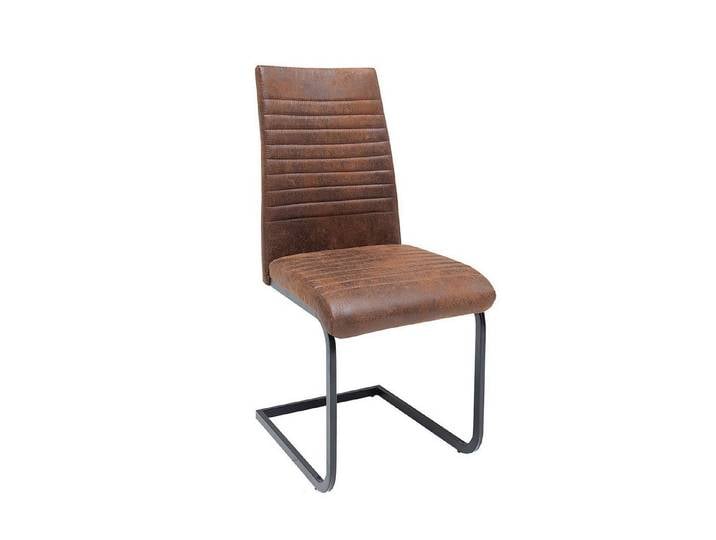 Licht-Erlebnisse Esszimmerstuhl CARMEN, Braun Schwarz aus Stoff Metall Freischwinger Esszimmer