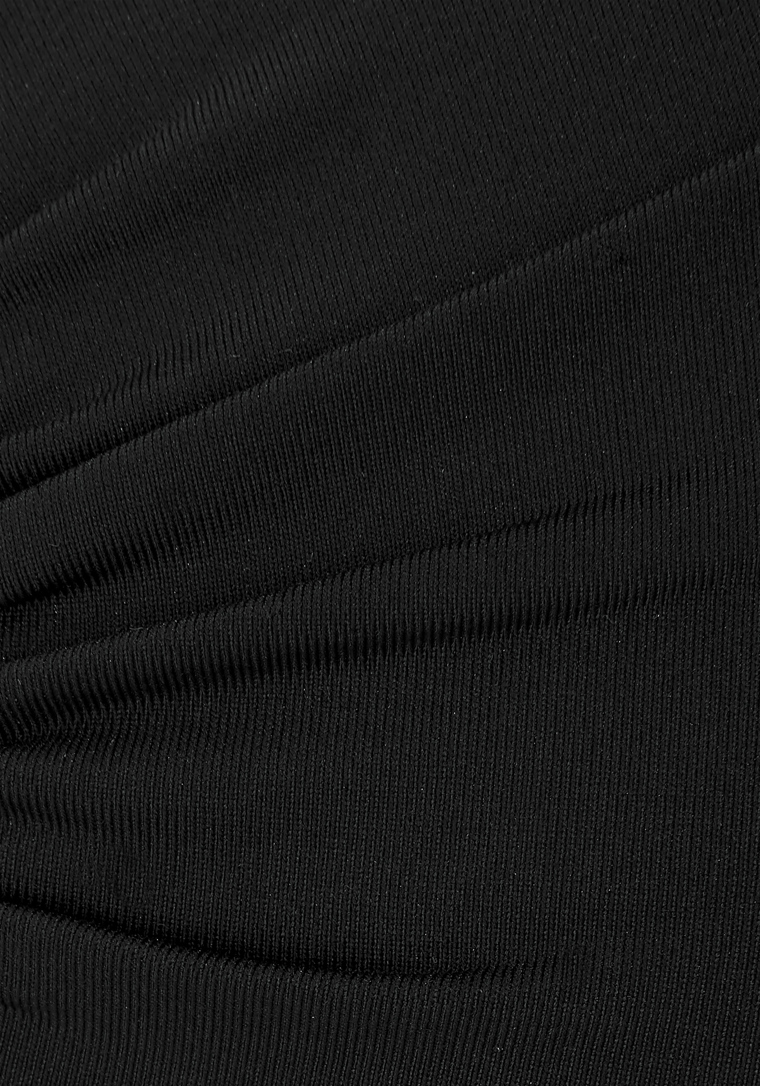 Push-Up-Bikini-Top LASCANA "Italy", Damen, Gr. 32, Cup A, schwarz, Microfaser, Microfaser, Polyamid, unifarben, Bikini-Oberteile Push-Up-Bikini-Top, mit Raffung schwarz 32, Cup A
