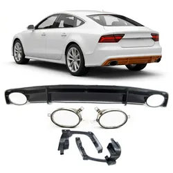 Heckdiffusor mit schwarzen Endrohrblenden passend für Audi A7 Sportback 2016-2018