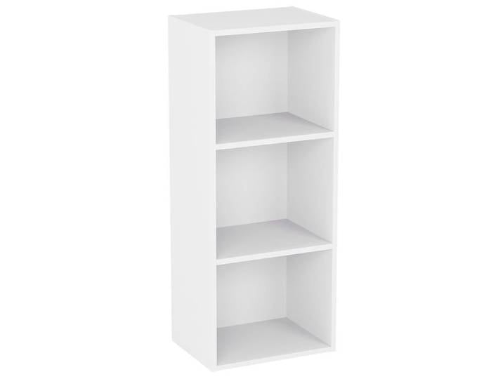 Bibliothèque Cube 3 Niveaux Bois Blanc - Étagère Moderne Autoportante Rangement Salon Chambre Bureau - 80x32x24 cm
