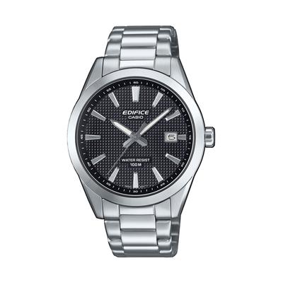 Quarzuhr CASIO EDIFICE, silber (silberfarben, schwarz), Armbanduhren, Herren, Quarzuhr, Armbanduhr, Herrenuhr, Edelstahlarmband, analog, Tag, Neo-Display