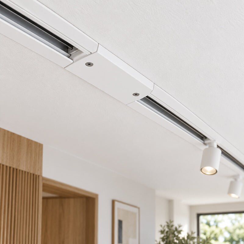 Silumen Connecteur Droit Rail Encastrable Monophasé Blanc