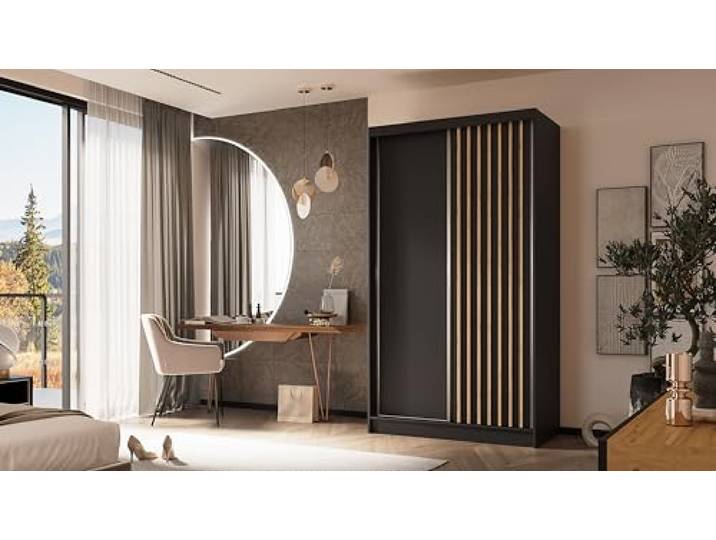 ALTDECOR Schwebetürenschrank, Kleiderschrank LABELO - 120x216 Garderobenschrank mit viel Stauraum, Vielseitiger, Schrank