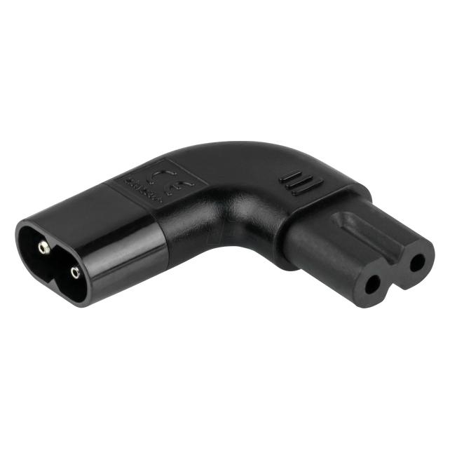 Kabelmeister Stromadapter Stecker C8 an C7/Euro 8 Buchse, links/rechts abgewinkelt, schwarz (SKA-0871S)