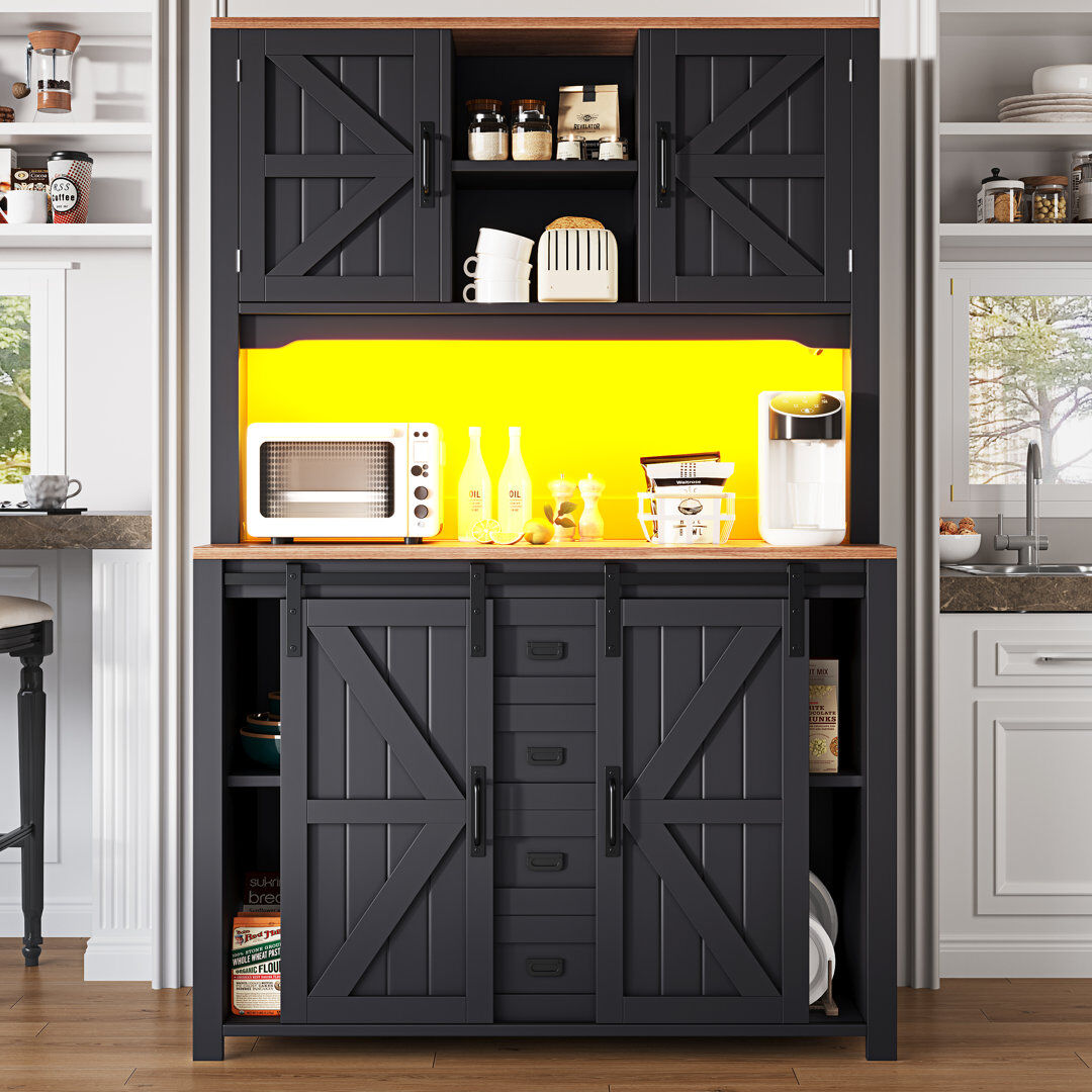 Brayden Studio 175cm Kitchen Pantry Black 175cm H X 115cm W X 40cm D