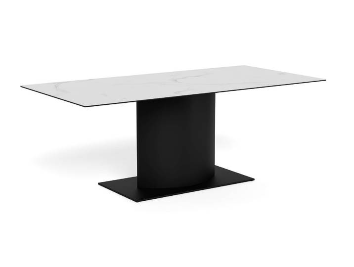 Esstisch ACTONA GROUP Marbella, Speisetisch , weiß, matt schwarz, weiß, B:200cm H:75,5cm T:100cm, Tische, Esstisch, Tisch, keramische Tischplatte, 200x100x75.5cm