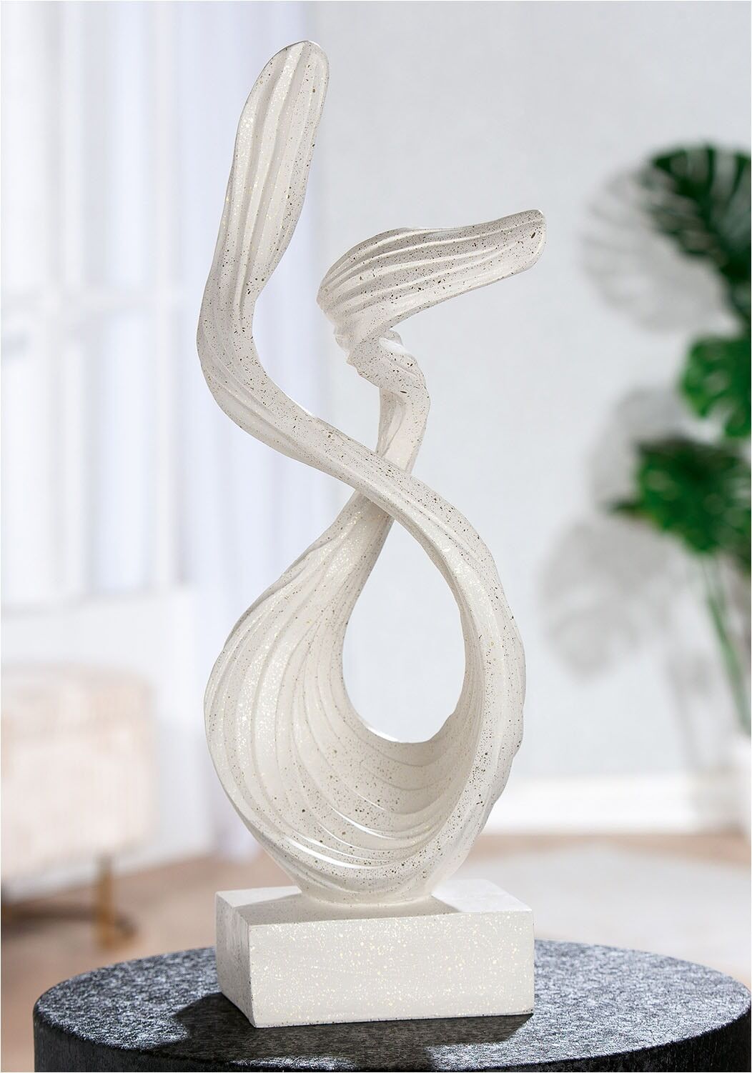 Skulptur CASABLANCA BY GILDE "Skulptur Abstrakt Liposo", weiß (creme), B:15cm H:46,5cm T:15cm, Kunstharz, Dekofiguren, Skulptur