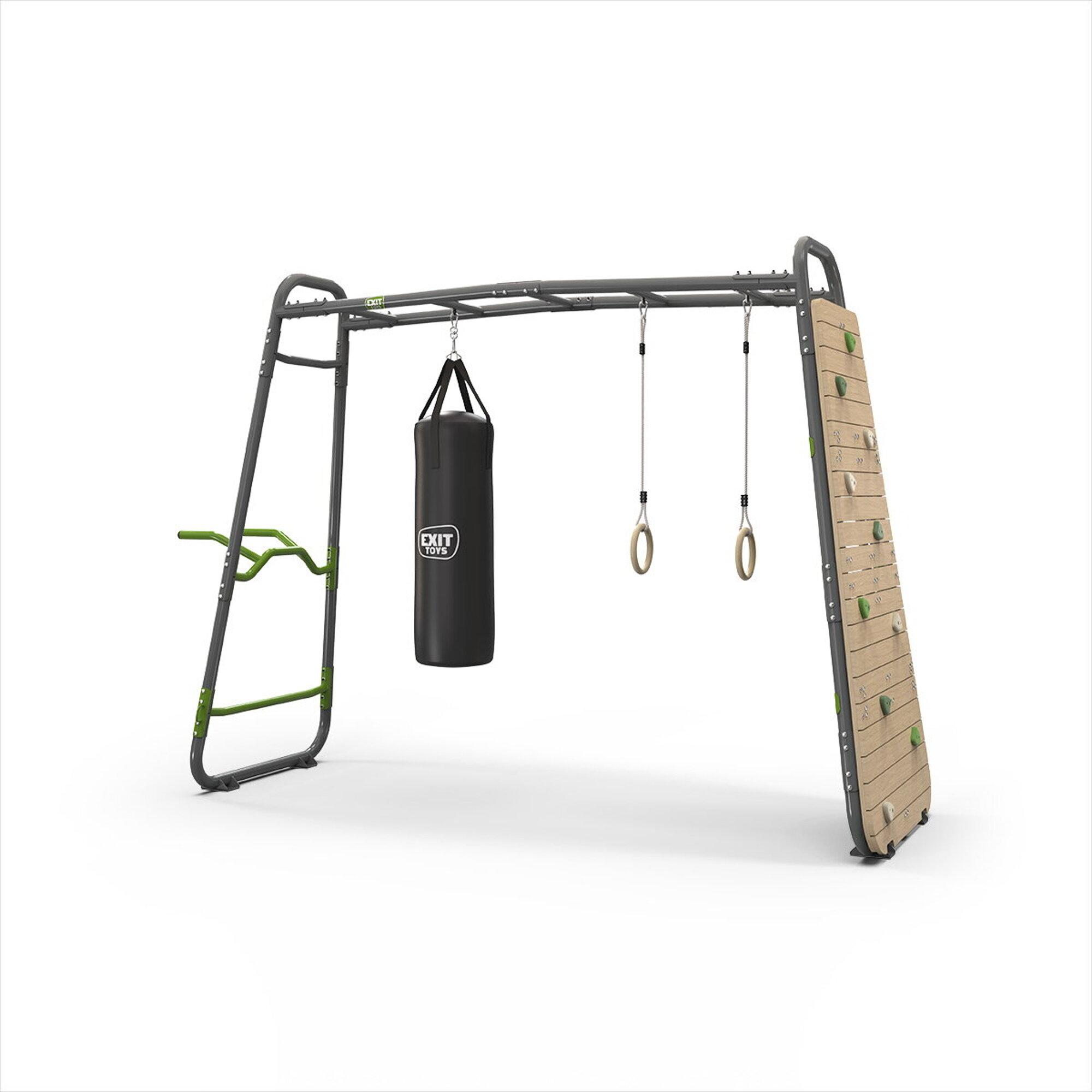 EXIT GetSet Monkeybar MB220, Monkey Bar Klettergerüst für Draußen, Spielgerät für Kinder, Grau