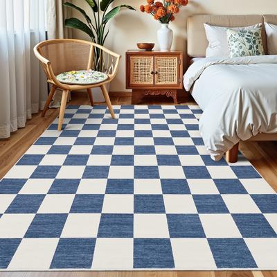 Garvee Washable Modern Geometric Checkered Area Rug