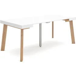 SKRAUT HOME Ausziehbarer Konsolentisch, 180x90x73cm, Für 8 Personen, Holzbeine, Moderner Stil, Weiß _ 264_7