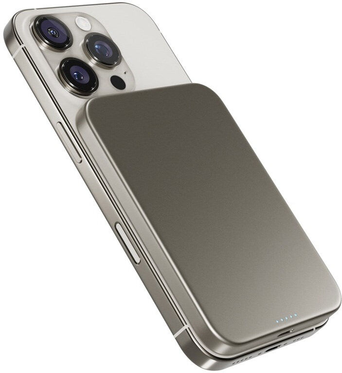 Epico 15W UltraPack EM51 5000 mAh Slim Alu Mag+ Power Bank - m. USB-C - Qi2 / MagSafe Kompatibel - Titanium
