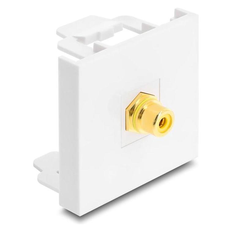 Delock Easy 45 Modul Cinch Buchse zu Cinch Buchse vergoldet gelb / weiss (Winkeladapter) (91817)