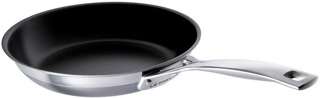 Bratpfanne LE CREUSET "3-PLY 20 cm", schwarz (schwarz, silberfarben), Ø:20cm, Pfannen, Bratpfanne schwarz, silberfarben Ø 20cm