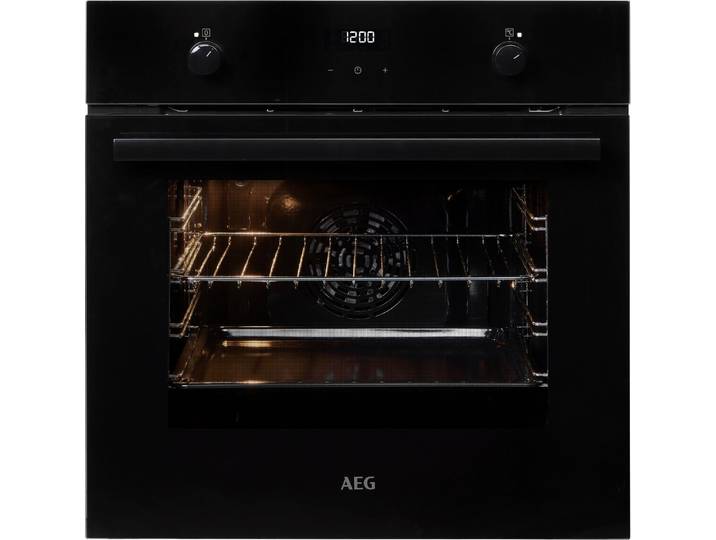 AEG Backofen Serie 6000 BEE43511AB, Aqua-Reinigungsfunktion, Heißluft: Gleichmäßiges Garen auf 3 Ebenen: ideal für Mehrblech‑Backen