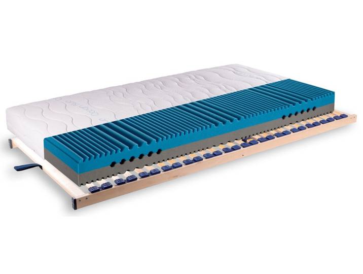 LOMOCO Matratzen-Rahmen-Set H2/H3 OCEAN BLUE, Weiß, Kaltschaum