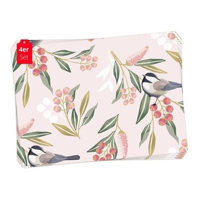 Tischsetmacher Tischsets Meisen mit Beeren, aus hochwertigem Vinyl (4 Stück), 44 x 32 cm