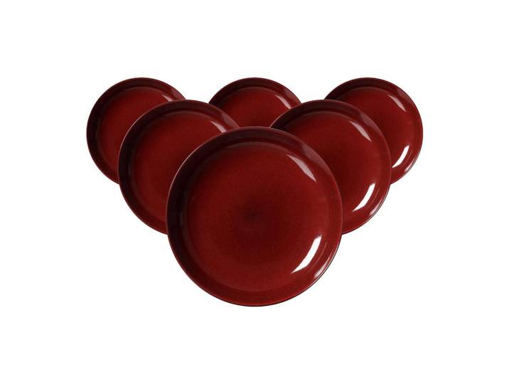 Ritzenhoff Breker Suppenteller Gambia rot ø 14,5 cm 6er Set, Rot, Keramik, Rund, Geschirr, Teller, Suppenteller