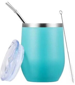 Discount Dollar Deals Yerba Mate Gourd Set, Double Wall Stainless Steel Mate Tea Cup, Bombilla Set, Include Yerba Mate Gourd With One Bombilla blue Set