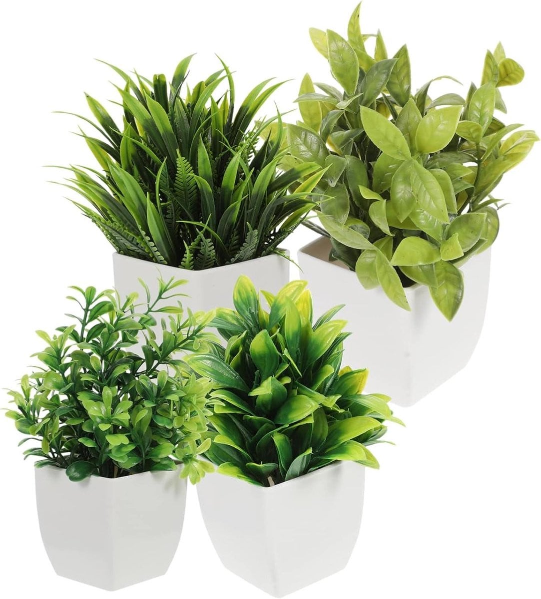 Set van 4 realistische groene kunstplanten voor decoratie