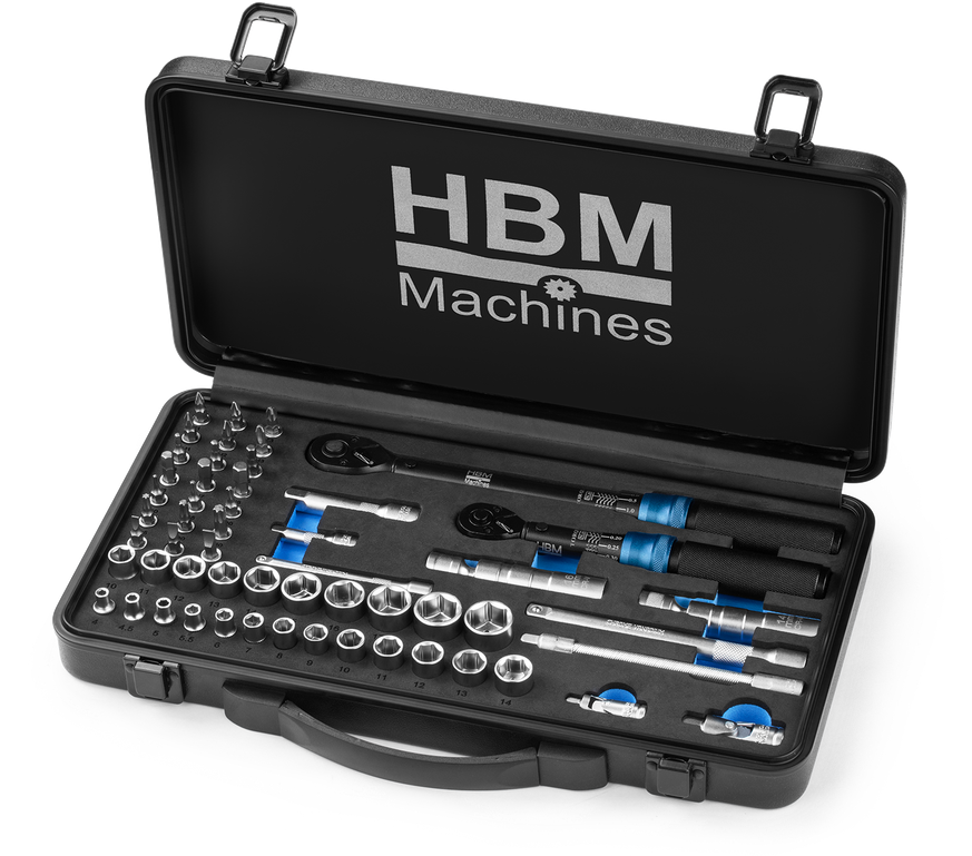 HBM Drehmomentschlüssel-Set 55-teilig, 1/4 und 3/8 Zoll, 1–5 und 10–60 Nm
