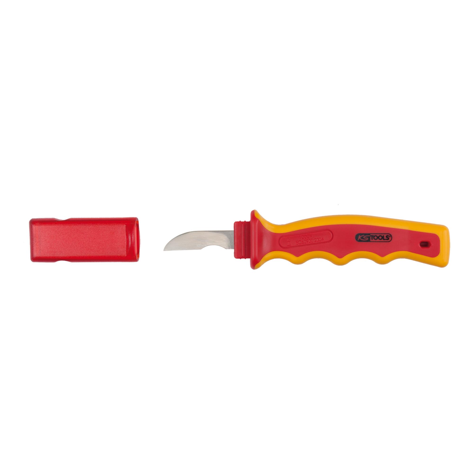 KS Tools Isoliertes Kabel-Abisoliermesser, 200 mm abgewinkelte Klinge (117.1329)