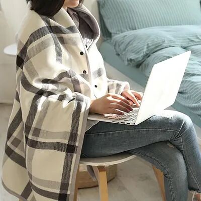 Perfect Picks Market Cozy Wearable Blanket Shawl Soft Flannel Office Blanket Wrap For Relaxing Comfort black