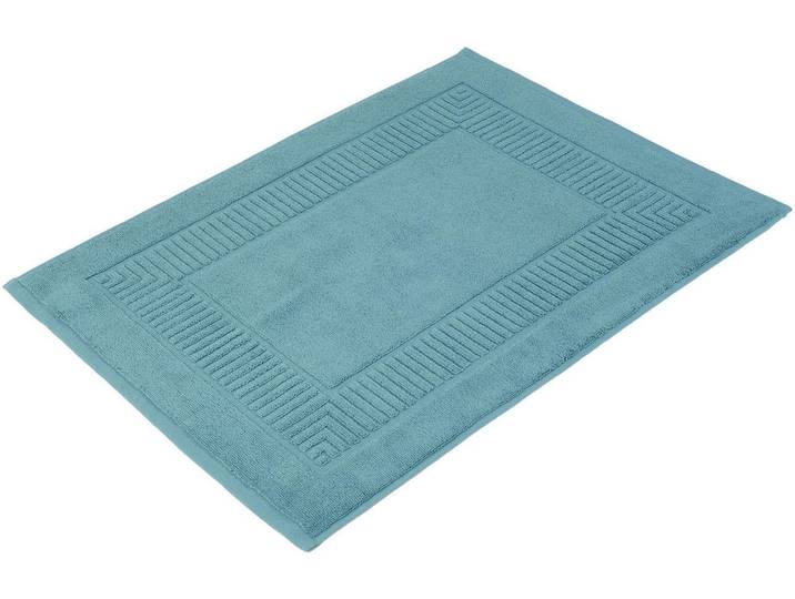 Badematte GÖZZE BIO Frottier Gr. 3, blau (petrol), H:7mm, Baumwolle (Bio-Baumwolle), Badematten, Badematte, Badvorleger, Frottier-Qualität, mit Bordüre