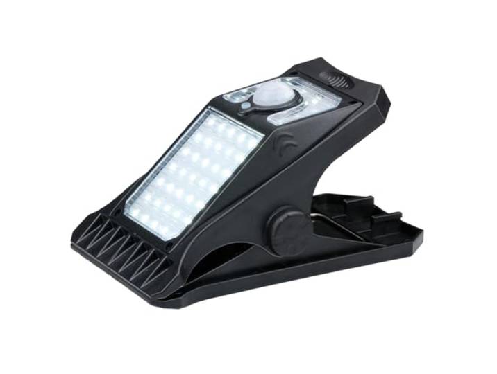 Grundig Lumiere Solaire Exterieur Clip - Lampe Solaire avec Capteur de Mouvement - Lampe Exterieur à Lumière Blanche Froide - 3 Modes de Lumière Différents - Autonomie de la Batterie 6-8 Heures