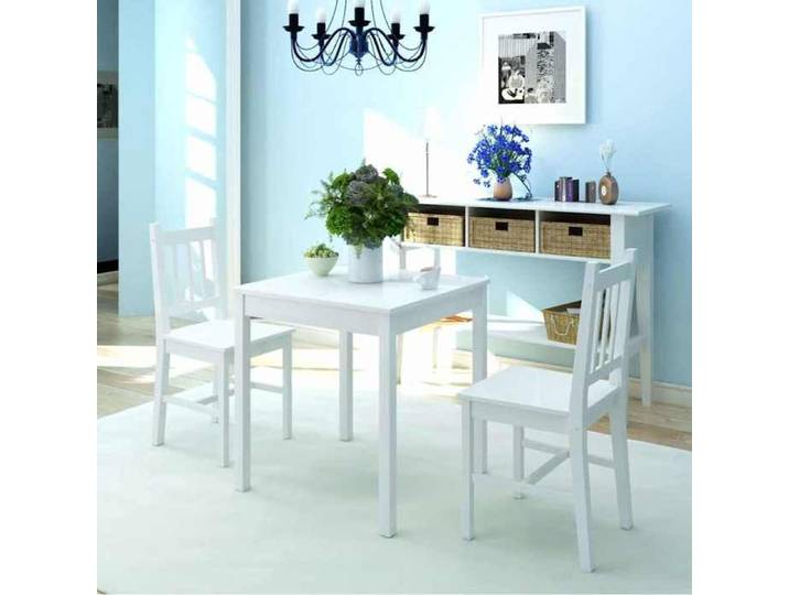 Ensemble Table avec chaises - - Mobilier repas - Anti UV - trois pièces Pinède Blanc - design moderne(880615)