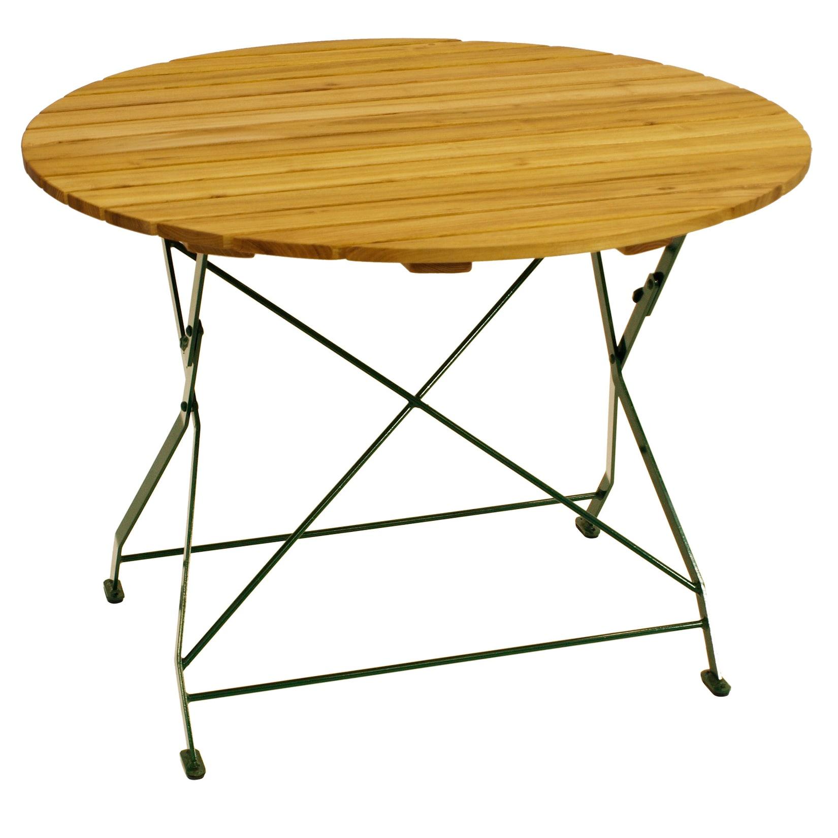 Klapptisch BAD TÖLZ 100cm rund, Flachstahl grün + Robinie