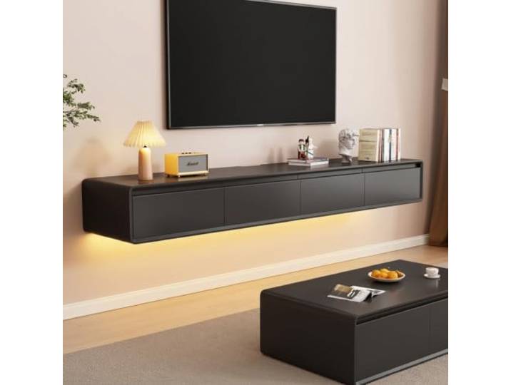 MIMRTIMI TV Schrank Hängend TV Lowboard Schwimmender TV-Hängeschrank Türen in Medien-Wandeinheit für Wohnzimmer und Büro