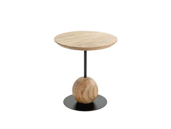 möbelando Beistelltisch >54971< - Moderner Akazien-Tisch mit Kugelform-Element und schwarzem Stahlrohrgestell - 40 x 45 cm (Ø/H), Ideal für Flur und Wohnzimmer - Funktionalität trifft Design