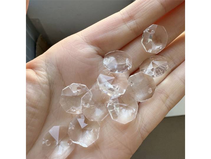 1 boîte (2000 pièces) de perles octogonales en cristal de 14mm, 2 trous/1 trou pour guirlandes de mariage